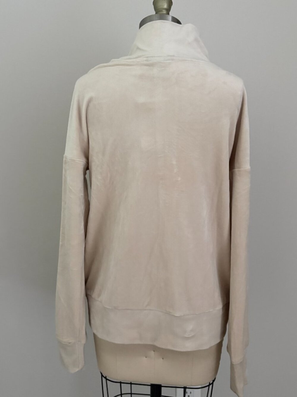 Spyder Velour Mock Neck Full Zip Jacket Cream Tan Beige Athleisure Cozy Plush M - Picture 2 of 8